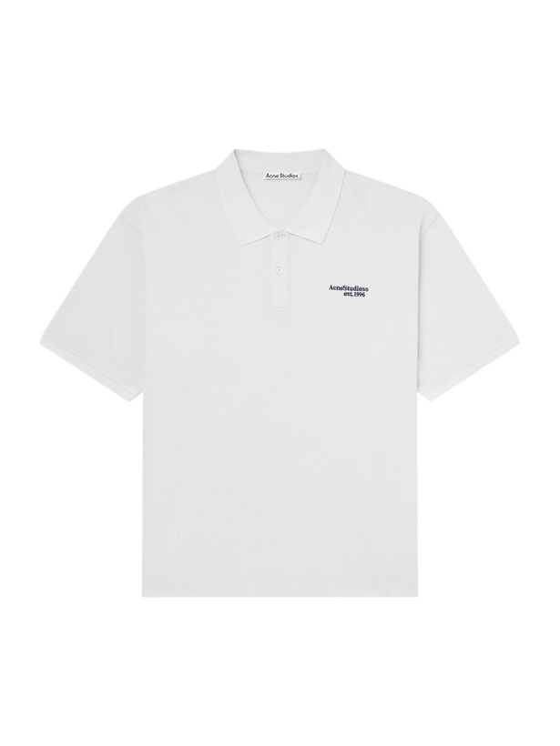 Photo: Acne Studios - Logo-Embroidered Cotton-Piqué Polo Shirt - White