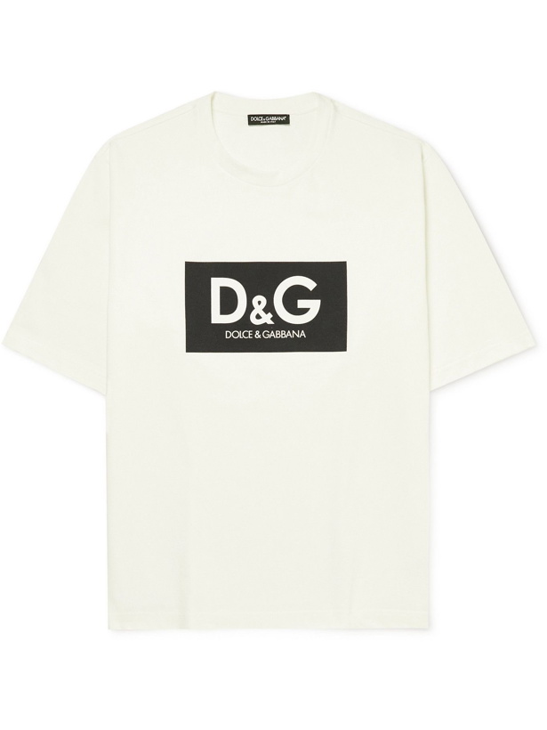 Photo: DOLCE & GABBANA - Logo-Print Cotton-Jersey T-Shirt - White