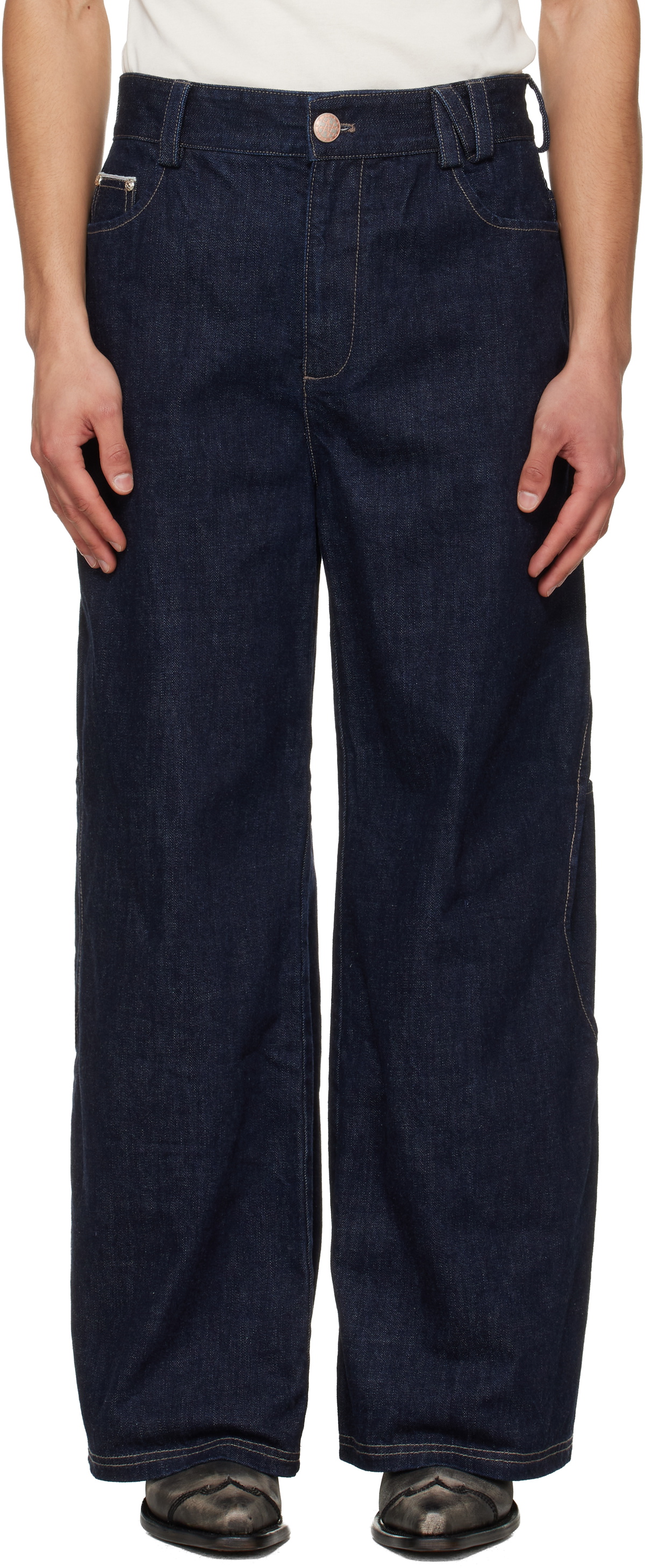 NULLUS Blue Intertwined Structure Selvedge Jeans NULLUS