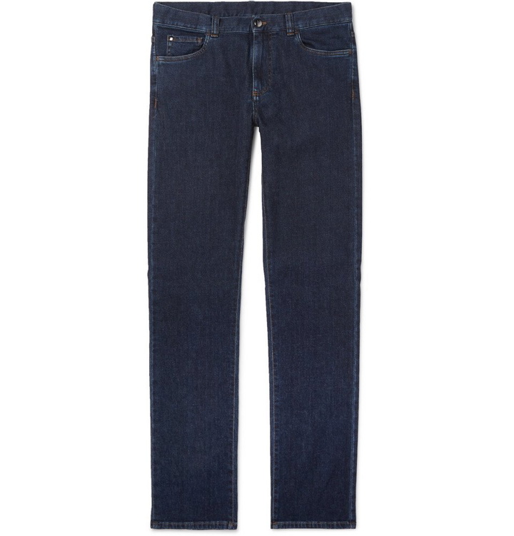 Photo: Canali - Stretch Cotton and Cashmere-Blend Jeans - Dark denim