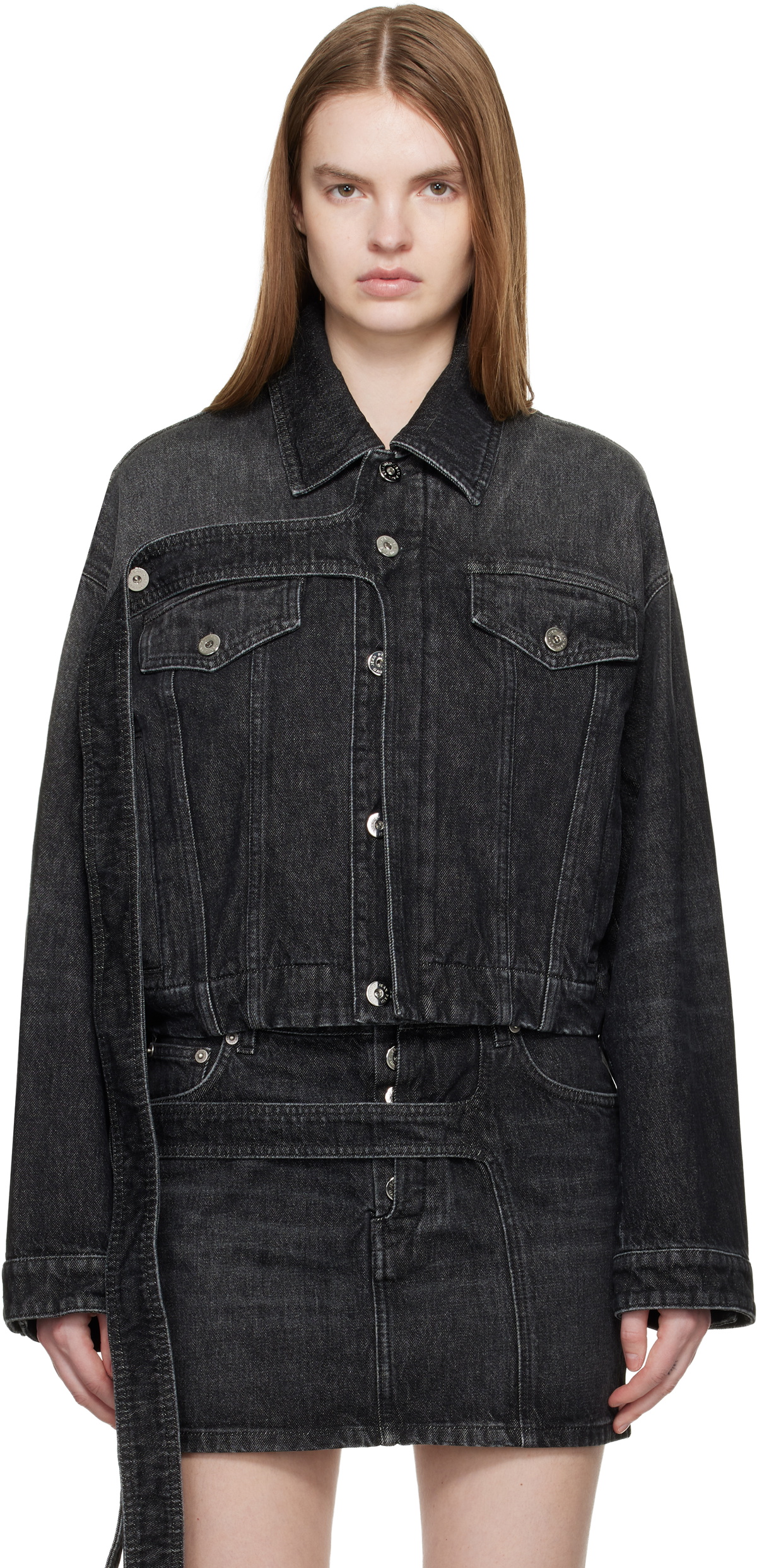 Jean Paul Gaultier Black Oversized Strap Denim Jacket