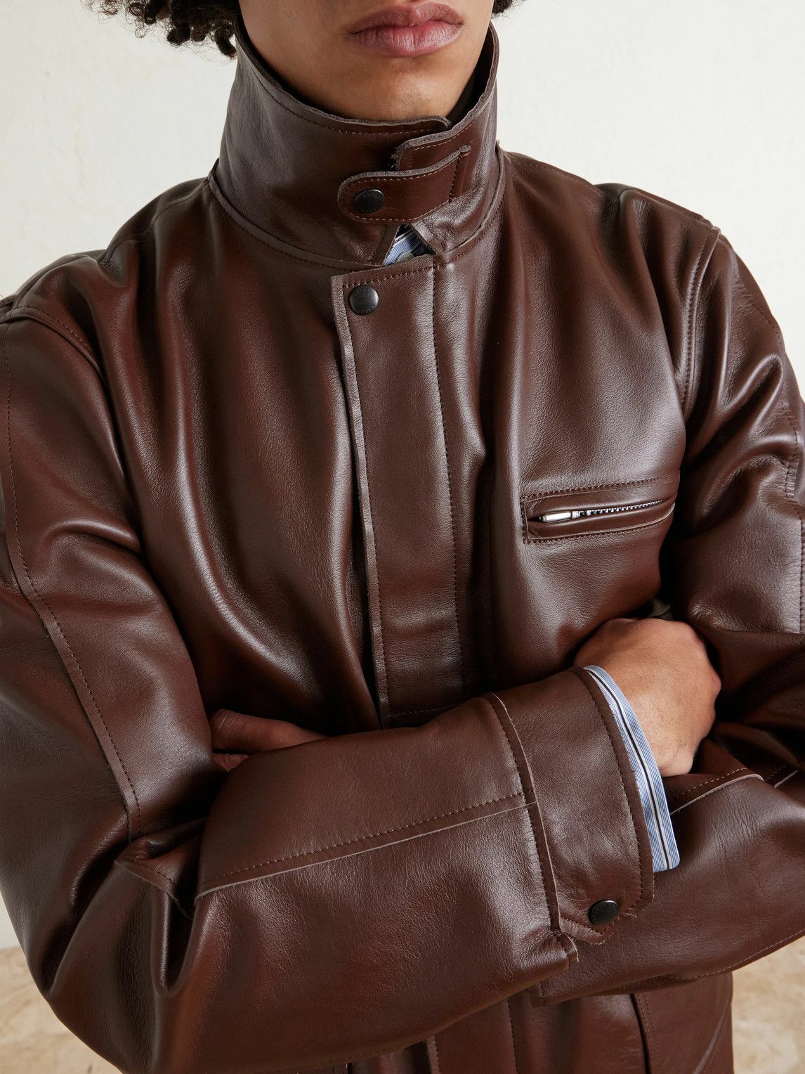 Sacai - Leather Blouson Jacket - Brown Sacai