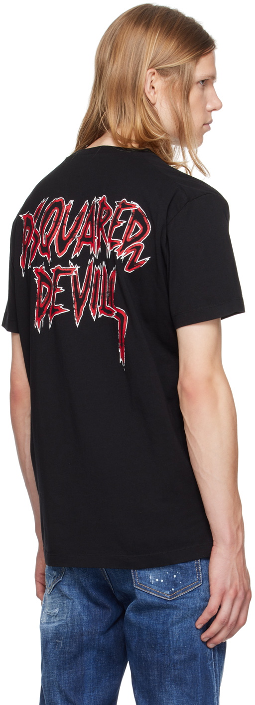 【関税込み】Dsquared2 ブラック Devil プリントTシャツ Black Devil Print T-Shirt by Dsquared2 on Sale