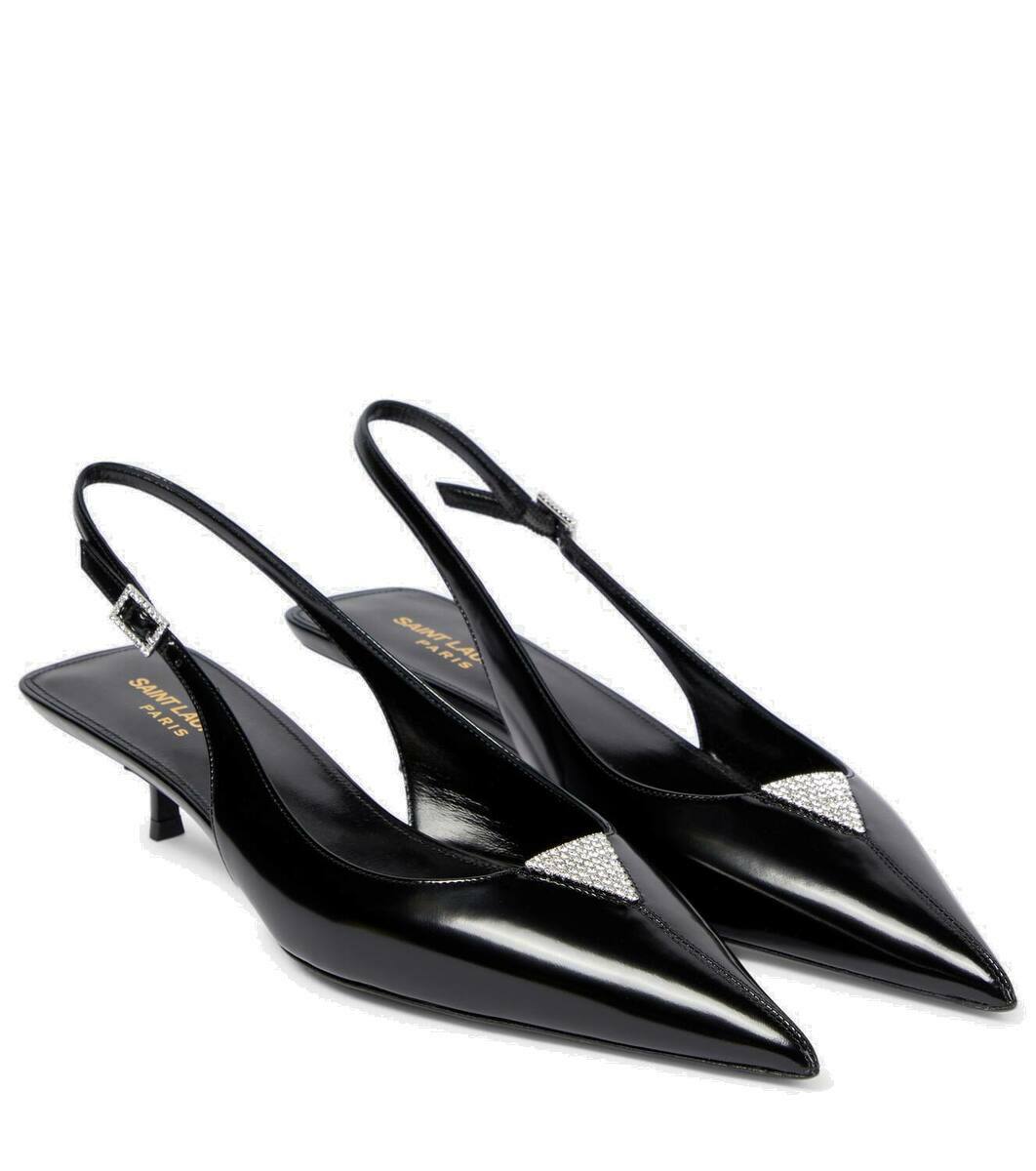 【関税&送料込】Saint Laurent Cherish Satin Pump Cherish 30 satin crêpe slingback pumps in black - Saint