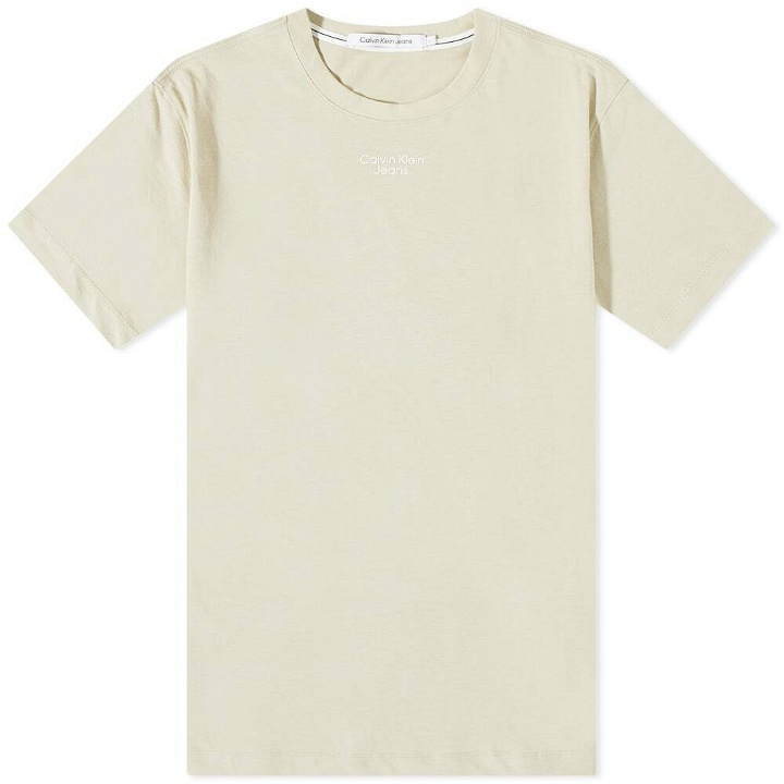 Photo: Calvin Klein Men's Stacked Logo T-Shirt in Wheat