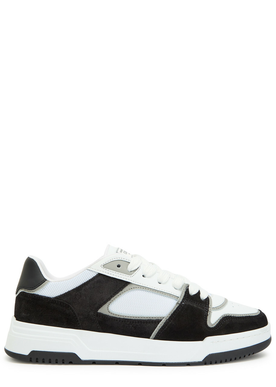 Cleens Lay Up Panelled Leather Sneakers Black And White