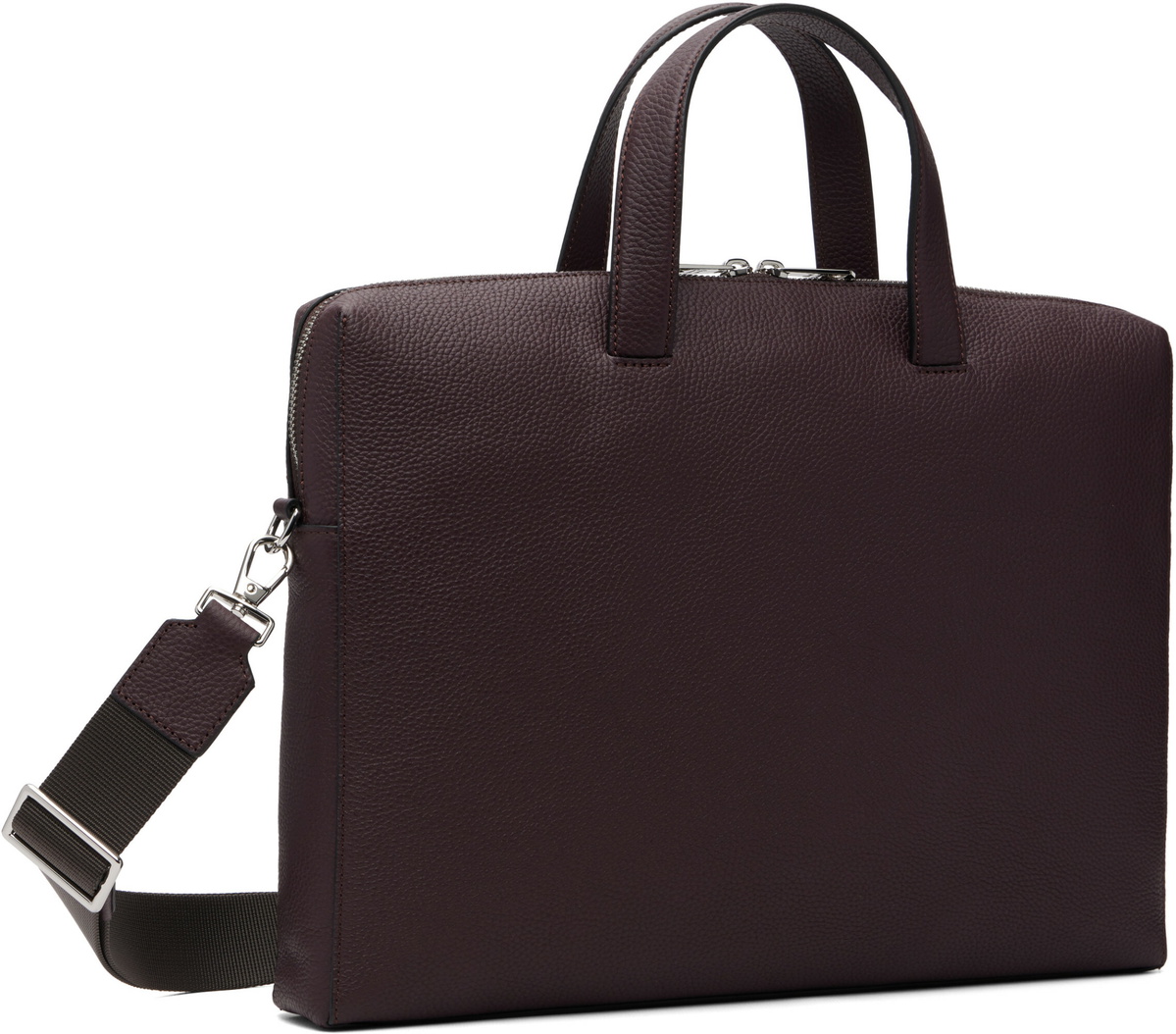 Paul Smith Burgundy Leather Double-Zip Folio Briefcase