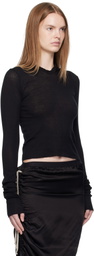 Rick Owens Black Concordians Cropped Rib LS Hoodie