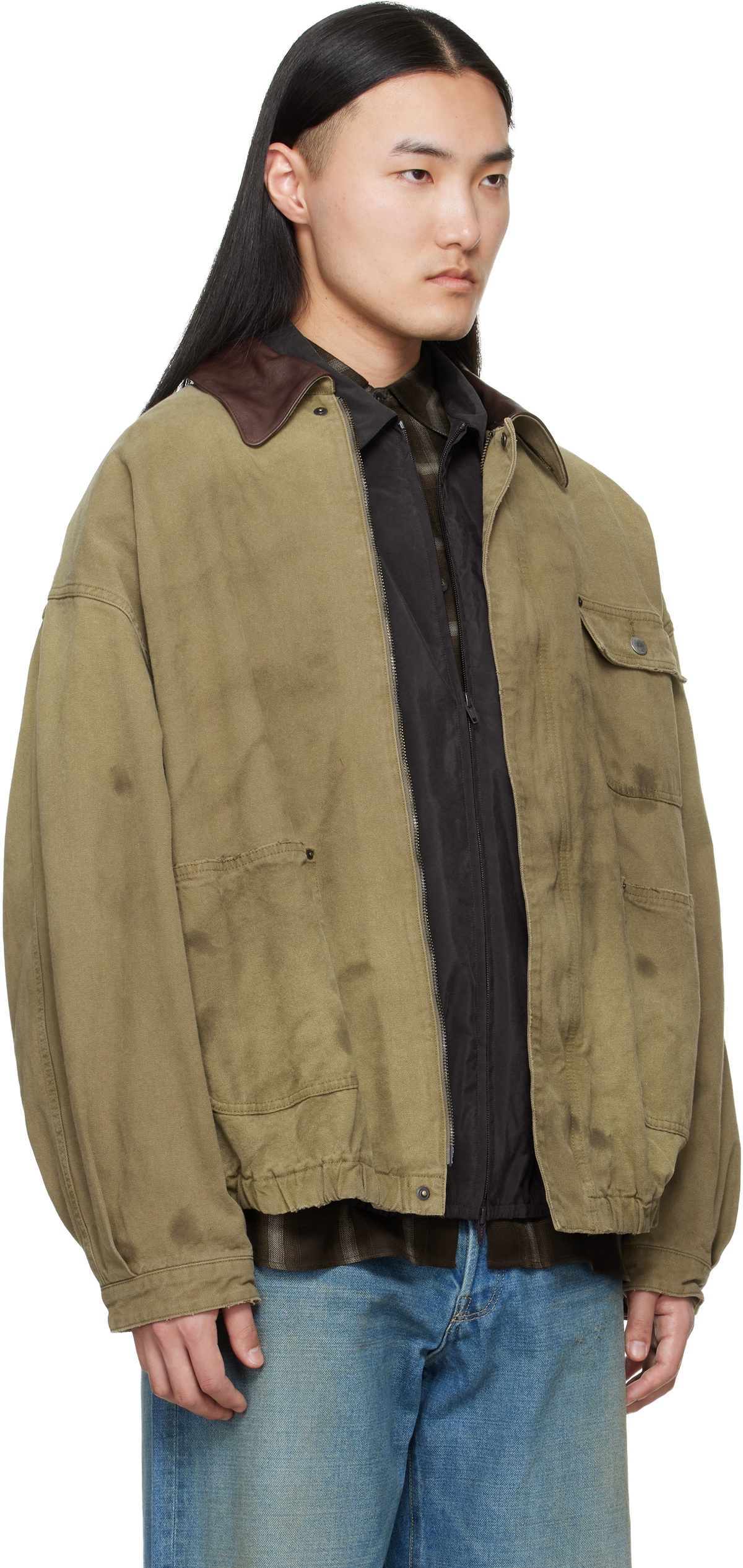 ssstein Khaki Sulfur Dyed Oxford Vintage Jacket ssstein
