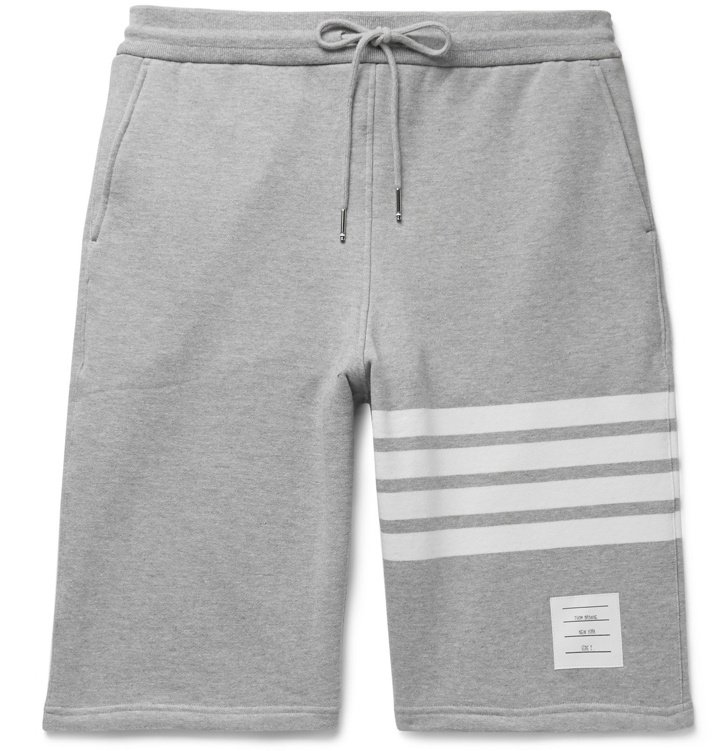 Photo: Thom Browne - Striped Loopback Cotton-Jersey Shorts - Gray