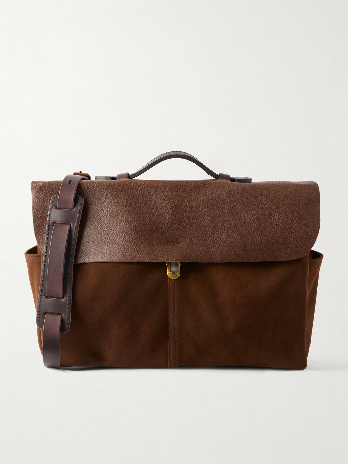 Bleu de Chauffe - Charles Leather-Trimmed Suede Briefcase