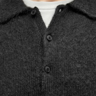 Auralee Men's Mohair Knit Polo Shirt in Ink Black