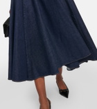 Alaïa Pleated high-rise denim midi skirt