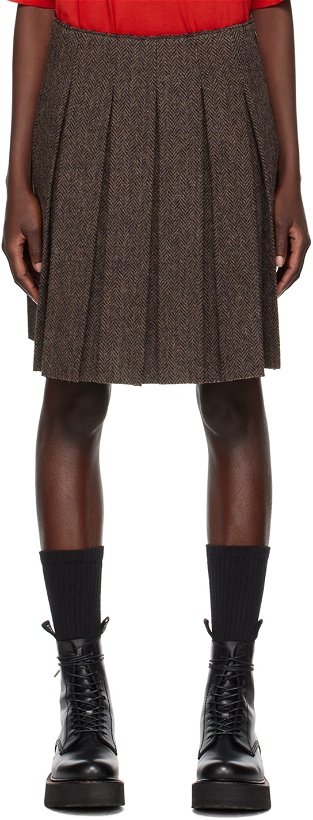Photo: We11done Brown Pleated Midi Skirt