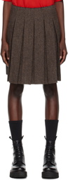 We11done Brown Pleated Midi Skirt