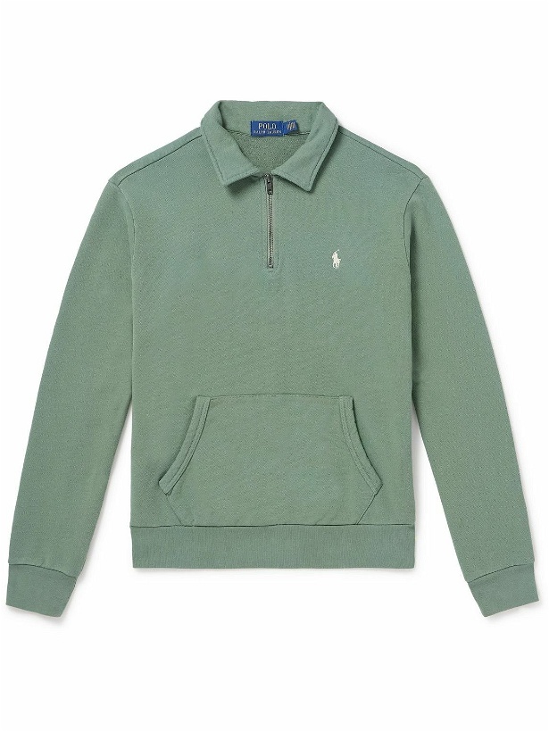 Photo: Polo Ralph Lauren - Logo-Embroidered Cotton-Jersey Half-Zip Sweatshirt - Green