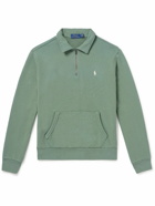 Polo Ralph Lauren - Logo-Embroidered Cotton-Jersey Half-Zip Sweatshirt - Green