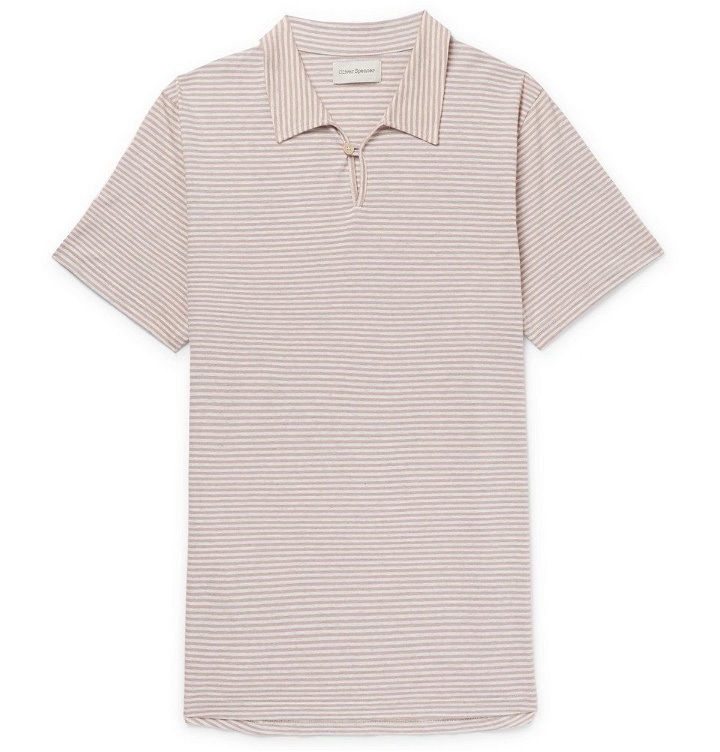 Photo: Oliver Spencer - Hawthorn Striped Cotton-Jersey Polo Shirt - Men - Pink