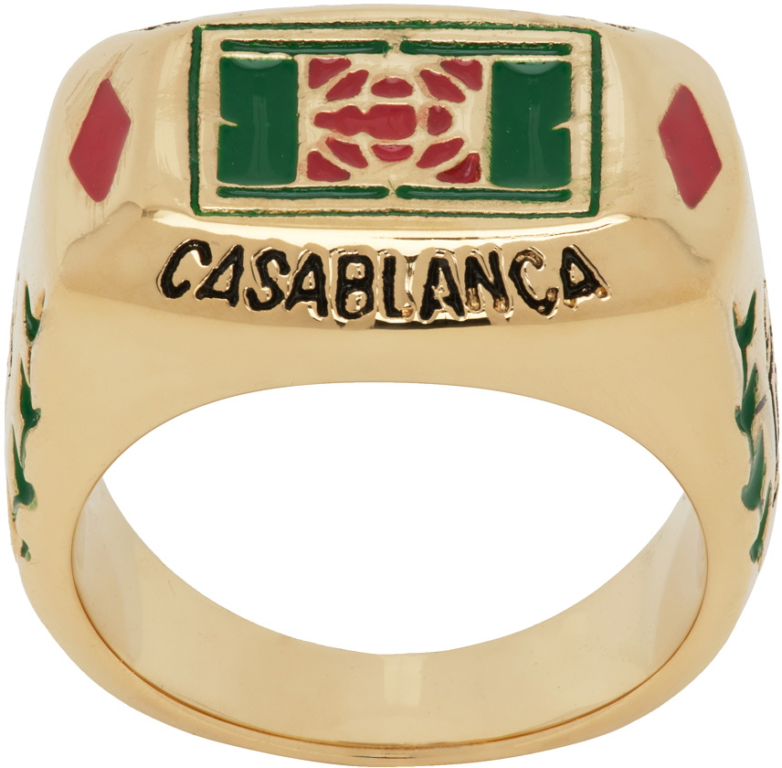 Casablanca Gold Tennis Signet Ring