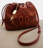 Chloé Mini leather-trimmed raffia bucket bag