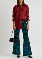Diane Von Furstenberg Ruthette Printed Flared Velvet Trousers Blue