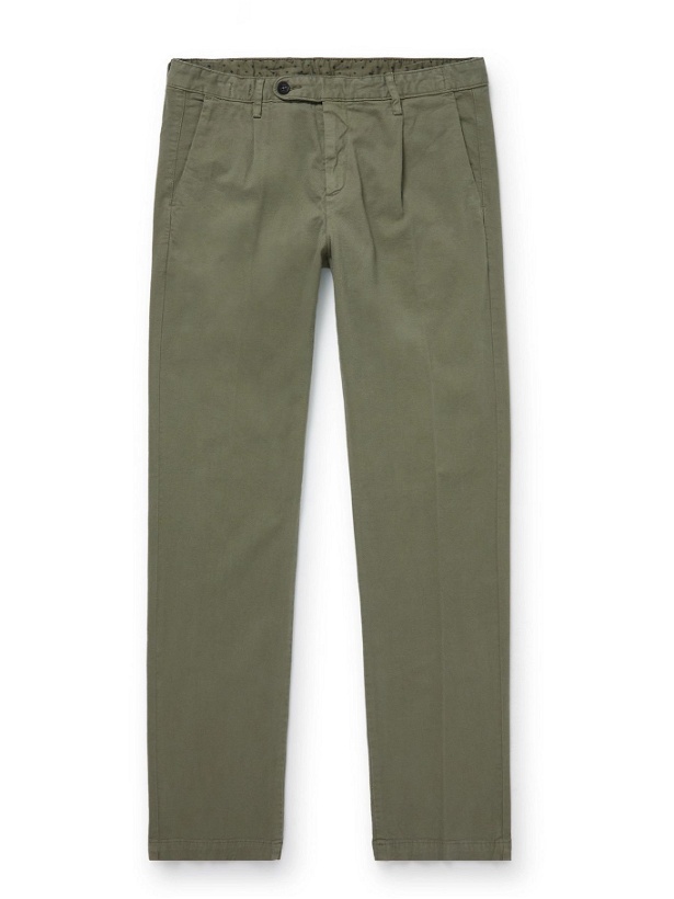Photo: Massimo Alba - Pleated Stretch Cotton and Cashmere-Blend Trousers - Green