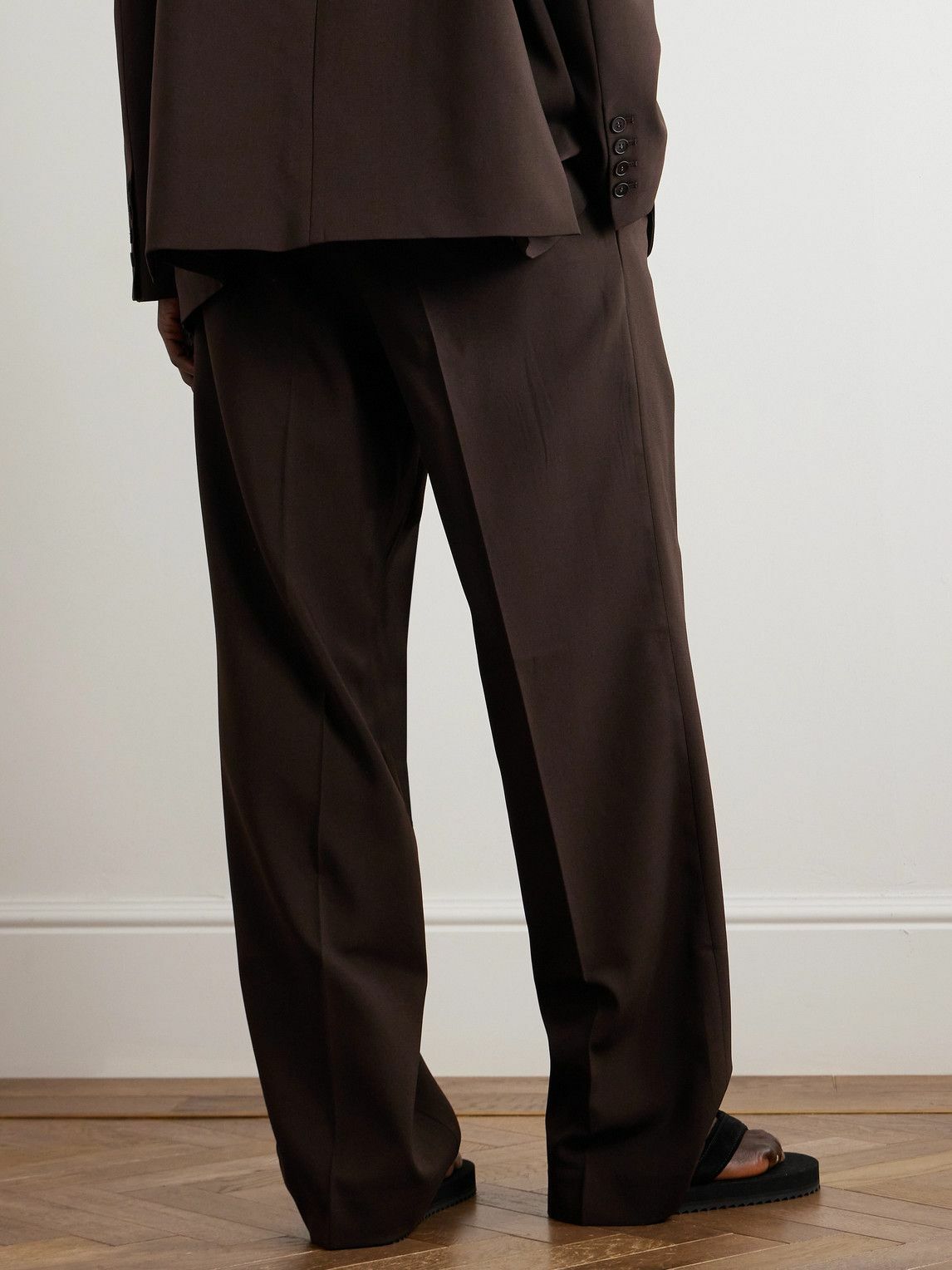 The Frankie Shop - Beo Wide-Leg Pleated Woven Suit Trousers - Brown