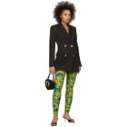 Versace Jeans Couture Green and Gold Leopard Print Baroque Leggings