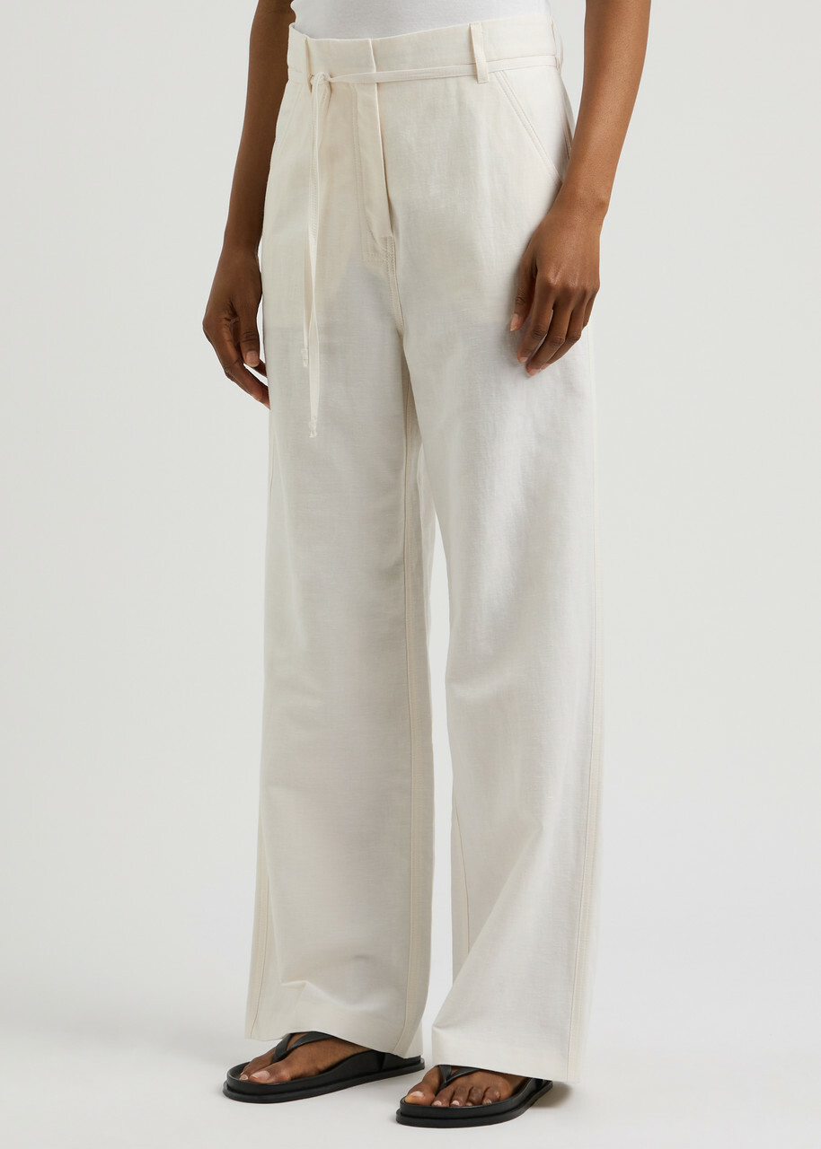 Day Birger ET Mikkelsen Terri Wide-leg Cotton-blend Trousers Ivory