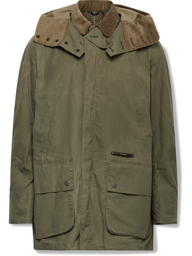 Photo: BARBOUR GOLD STANDARD - Beaufort Corduroy-Trimmed Cotton-Ripstop Hooded Jacket - Green - S