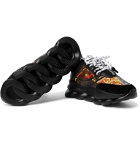Versace - Chain Reaction Panelled Shell, Rubber and Suede Sneakers - Black