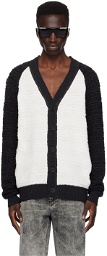 Balmain Off-White & Black Embroidered Cardigan