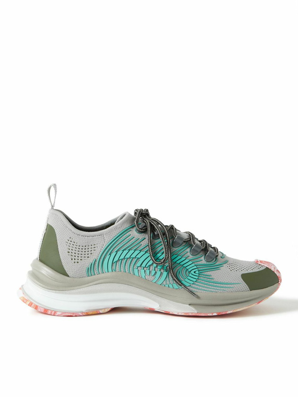 Photo: GUCCI - Run Rubber-Trimmed Mesh Sneakers - Gray