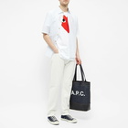 Comme des Garçons Play Men's Large Double Heart Logo T-Shirt in White/Red