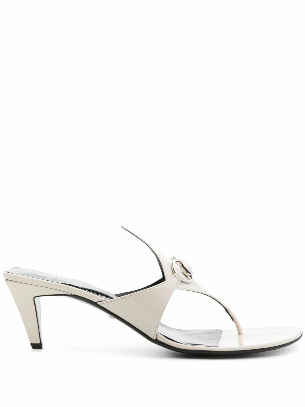Gucci White 55 Horsebit Leather Sandals