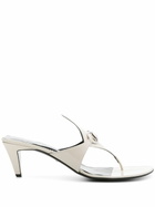 Gucci White 55 Horsebit Leather Sandals