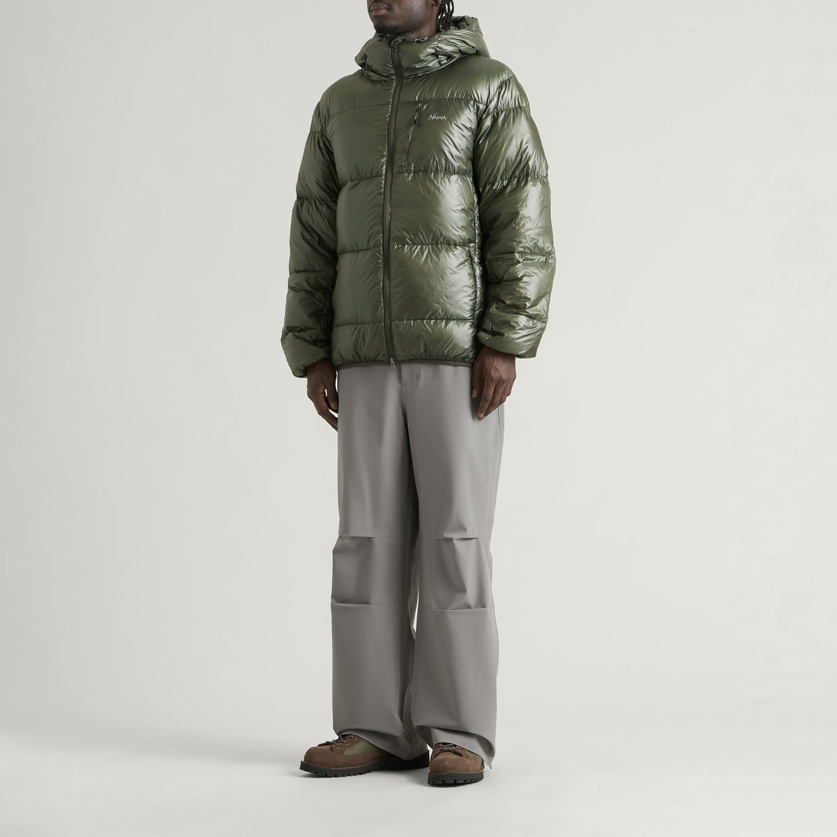 NANGA Men's Mountain Trip Hooded Down Jacket in Khaki