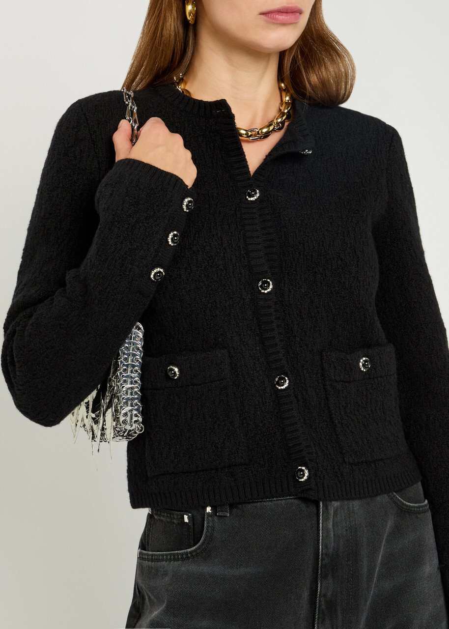 Rabanne Wool and Cashmere-blend Cardigan Black