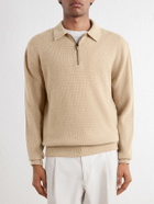 Canali - Mock-Rib Wool and Cashmere-Blend Half-Zip Polo Shirt - Neutrals