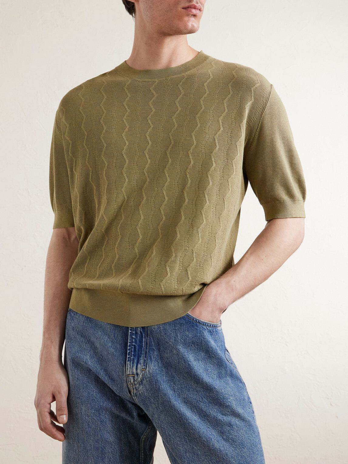 PIACENZA 1733 - Knitted Silk and Cotton-Blend T-shirt - Green