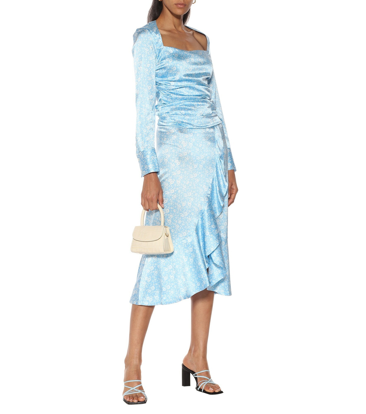 Ganni - Stretch-silk satin midi skirt