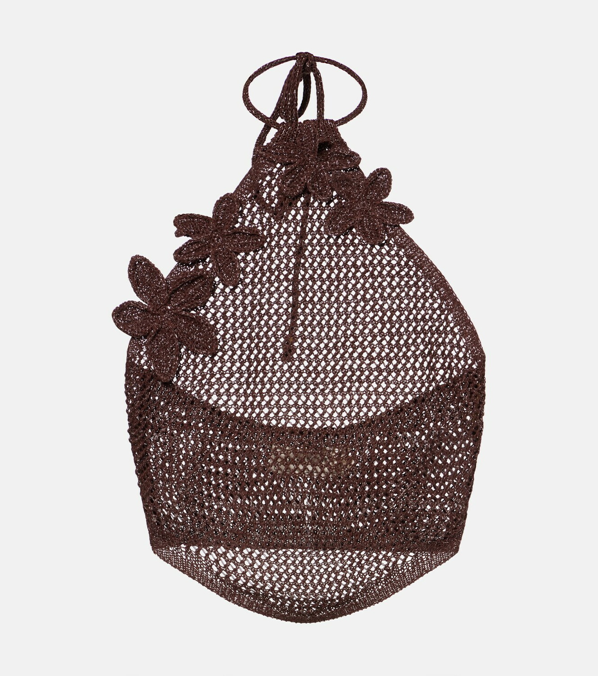 Bananhot Cori open-knit halterneck lamé crop top