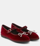 Giambattista Valli Bow-detail velvet ballet flats