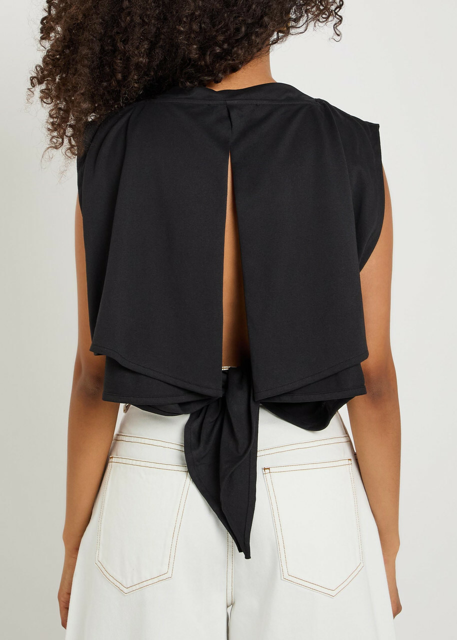 Jacquemus Le Marcel Moisson Open-back Paper-blend top Black