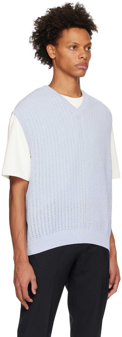 Solid Homme Blue V-Neck Vest