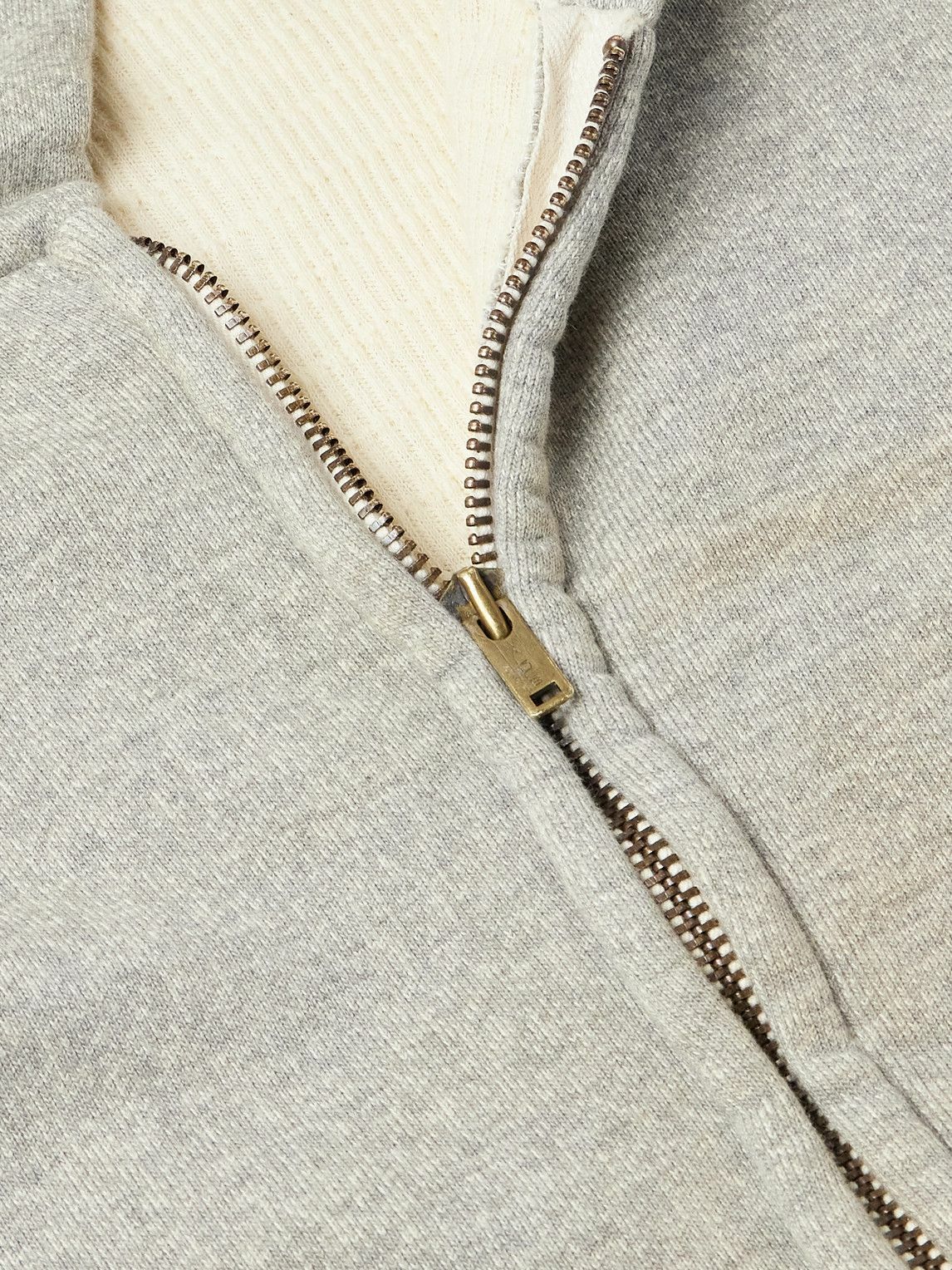 A.PRESSE - Cotton-Fleece Zip-Up Hoodie - Gray