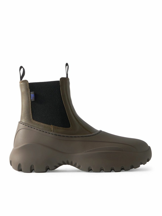 Photo: Burberry - Leather and Rubber Chelsea Boots - Green