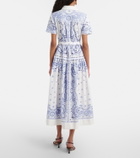 Self-Portrait Embroidered paisley cotton midi dress