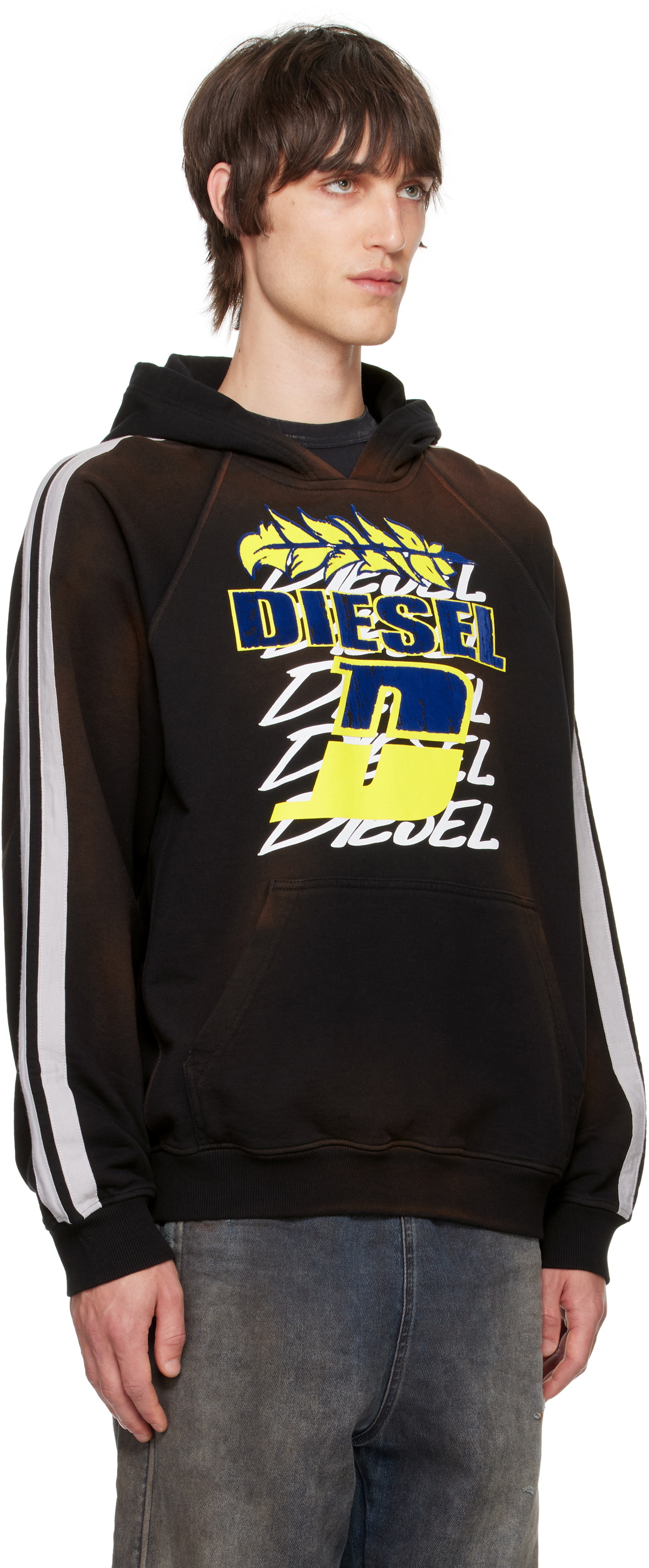 【DIESEL】S-Roxt-Hood Diesel Black S-Roxt-Hood-Stripe Hoodie Diesel