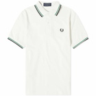 Fred Perry Men's Twin Tipped Polo Shirt in Light Ecru/Green/Black